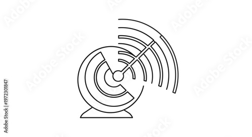 Radar illustration depicting technology and signal detection against white backdrop