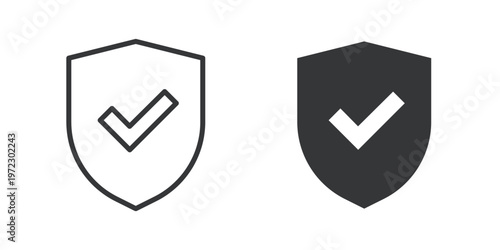 Verified Shield thin line and solid icon. Multi series icon. Web minimal icon
