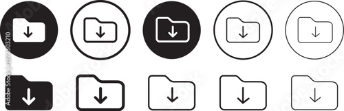 Download Folder Icon File Document Import Arrow Down Save Folder Button Vector UI Symbol
