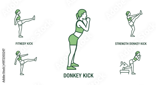 Woman doing donkey kick exercise.