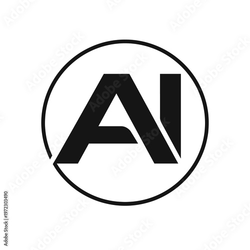 Free Download AI Logo in Black Circle – Minimalist Artificial Intelligence Vector Icon - GFXLoad