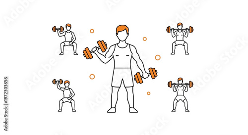 Man exercising with dumbbells fitness routine.