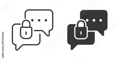 Encrypted Messaging thin line and solid icon. Multi series icon. Web minimal icon