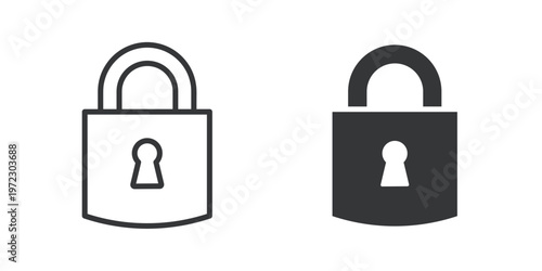 Security Padlock thin line and solid icon. Multi series icon. Web minimal icon