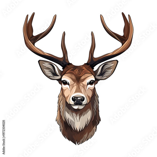 Detailed Deer Top View Illustration on White
