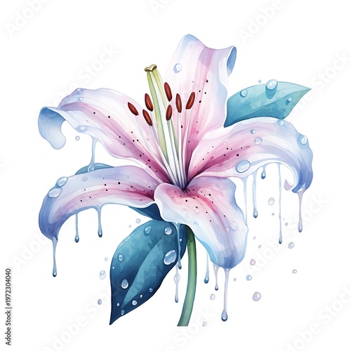 Ethereal Lily Watercolor Floral Brushstrokes