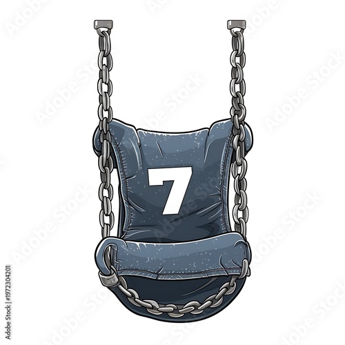 Vintage Denim Label with Number 7