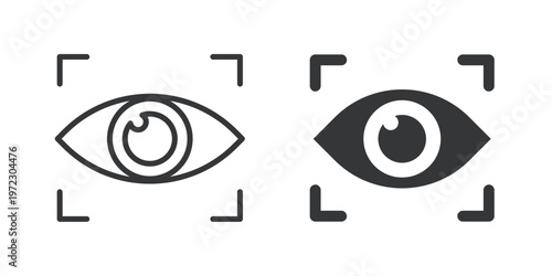 Biometric Eye Scan thin line and solid icon. Multi series icon. Web minimal icon