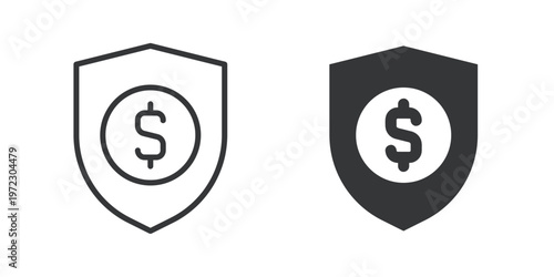 Financial Security thin line and solid icon. Multi series icon. Web minimal icon