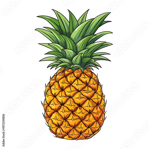 Colorful Pineapple Illustration for Kids Learning