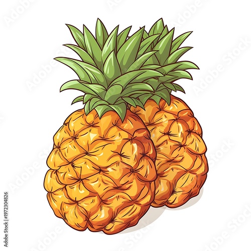 Vibrant Pineapple Drawing for Educational Top View