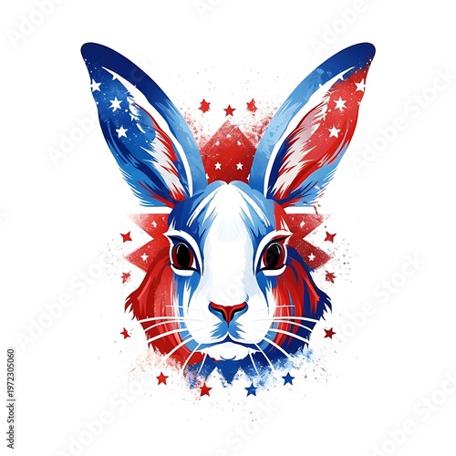 Patriotic Easter Bunny Hand-Drawn Portrait