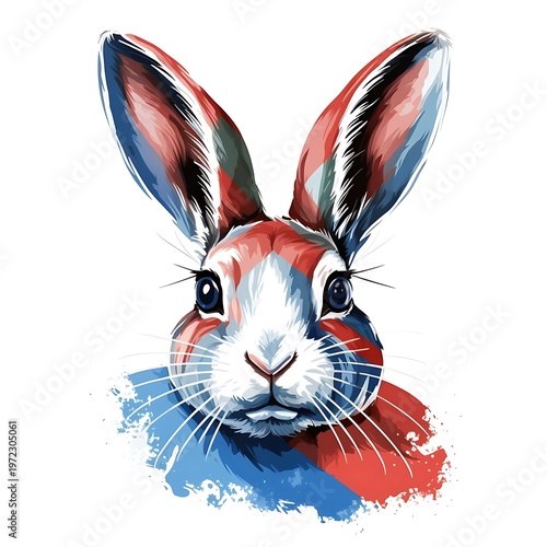 Hand-drawn Easter Bunny Patriotic Portrait