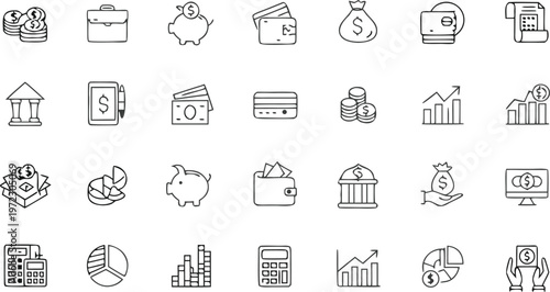 set of business grow up and business them icon for web vector illustration.