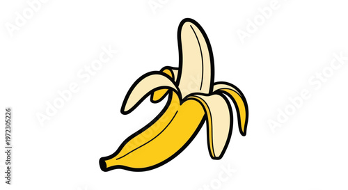 Peeled Banana, Tropical Fruit, Healthy Food, Isolated on White Background