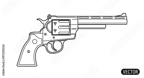 Outline vector illustration of a classic revolver handgun