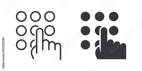 Numeric Input thin line and solid icon. Multi series icon. Web minimal icon