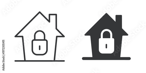 Home Security thin line and solid icon. Multi series icon. Web minimal icon