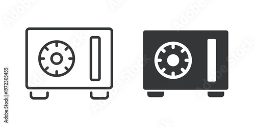 Safe Box thin line and solid icon. Multi series icon. Web minimal icon
