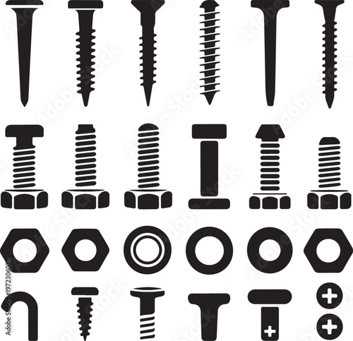 Comprehensive collection of various screws, bolts, nuts, and related fasteners