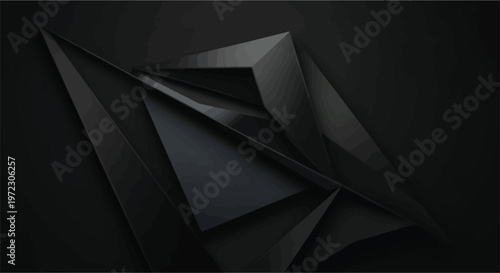 Dark, geometric shapes, abstract background, black, 3D vector