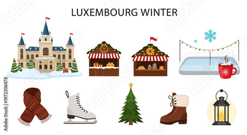 Luxembourg Winter Scene Elements Collection