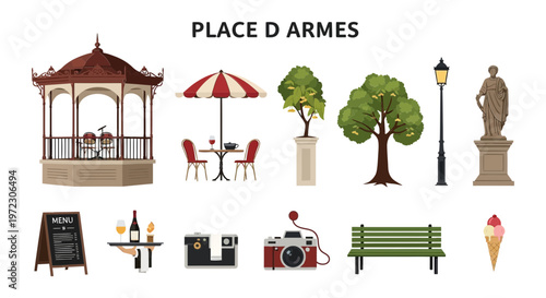 Fotografie Collection of Urban Park and City Square Elements
