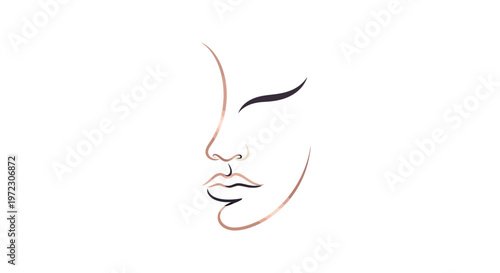 Woman Face Profile Minimalist Line Art.