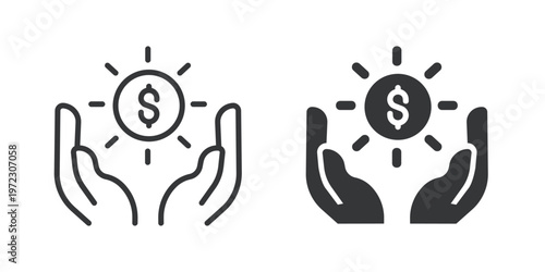 Investment Protection thin line and solid icon. Multi series icon. Web minimal icon