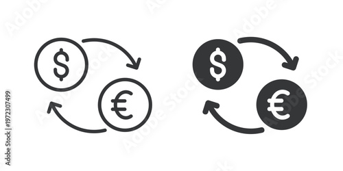 Currency Exchange thin line and solid icon. Multi series icon. Web minimal icon