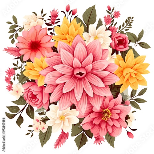 Elegant Flower Line Art on White Background