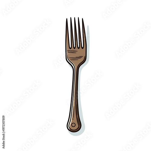 Vibrant Cartoon Fork Vector Illustration