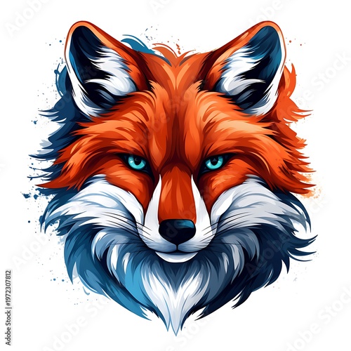 Patriotic Fox Portrait in Colorful Sublimation