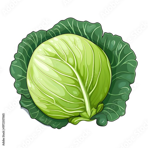 Vibrant Cabbage Cartoon Icon Vector Illustration