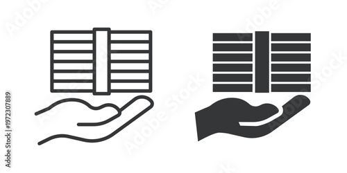 Giving a Stack of Cash thin line and solid icon. Multi series icon. Web minimal icon