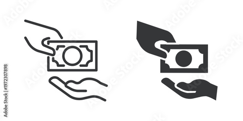 Cash Payment thin line and solid icon. Multi series icon. Web minimal icon