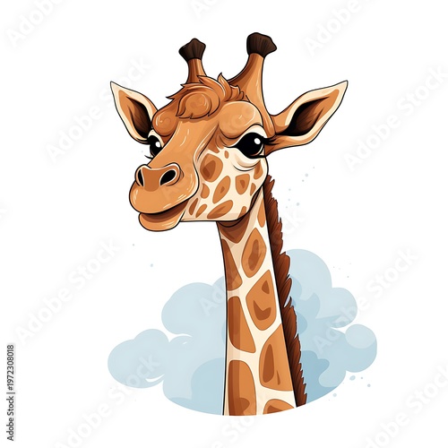 Elegant Giraffe Line Art Cartoon Illustration