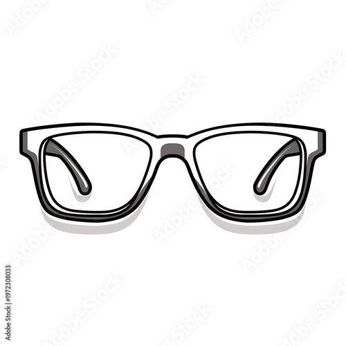 Sleek Glasses Outline Vector Illustration on White