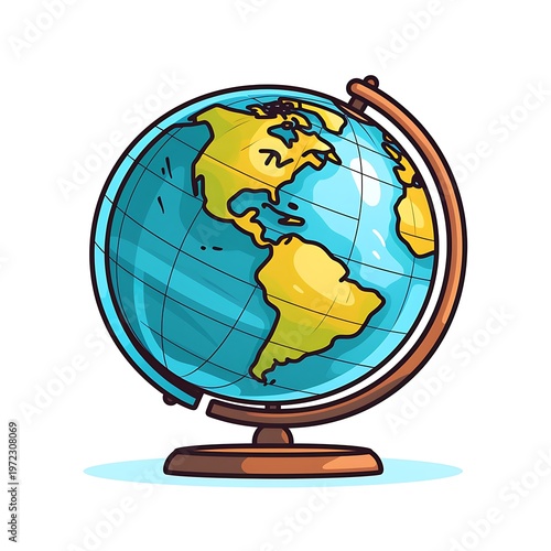 Global Cartoon Line Art Vector Design