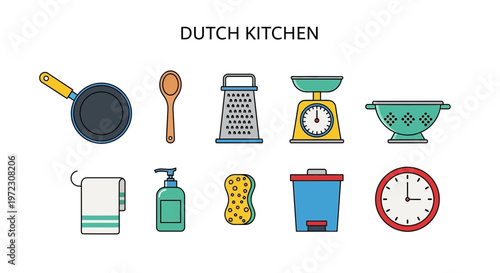 Collection of Dutch Kitchen Utensils and Appliances.