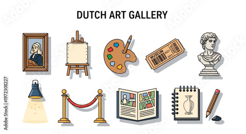 Collection of Dutch Art Gallery Icons and Symbols.