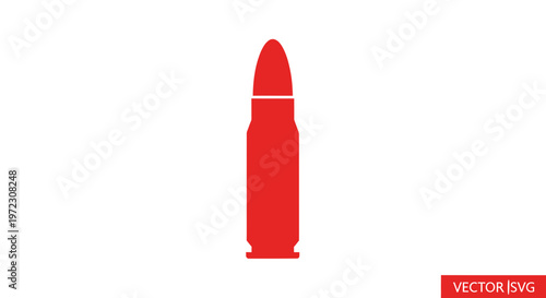 Red bullet icon isolated on white background, vector illustration
