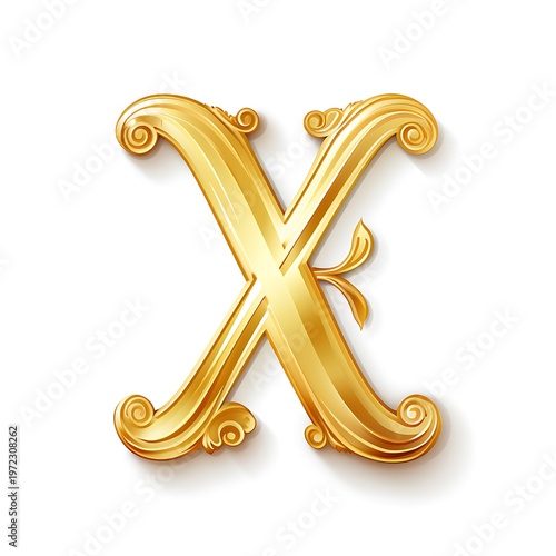 Elegant Golden Latin Letter X Tag