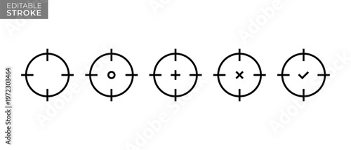 Target destination icon set. Aim, crosshair, bullseye symbol