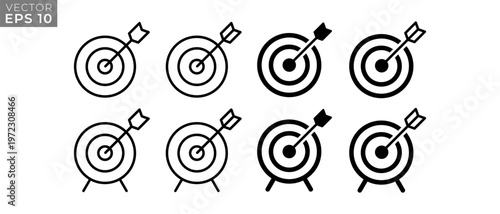 Target destination icon set. Aim, crosshair, bullseye symbol