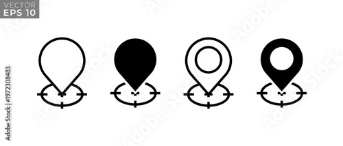 Target Location Pin Vector Icon. Map Geotargeting Crosshair Symbol