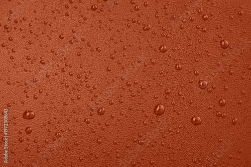 Tableau sur toile Macro leather texture with water drops, waterproof and hydrophobic surface conce