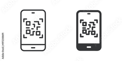 QR Code Payment thin line and solid icon. Multi series icon. Web minimal icon