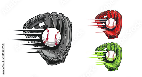 Baseball Glove and Ball with Motion Blur Effect
