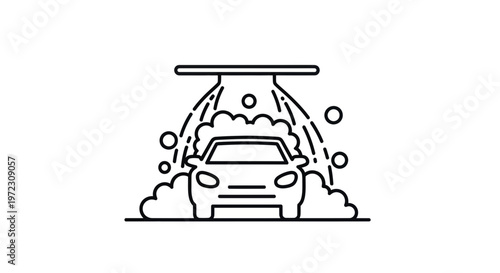 Car Wash Icon - Clean Automotive Service with Soap and Water